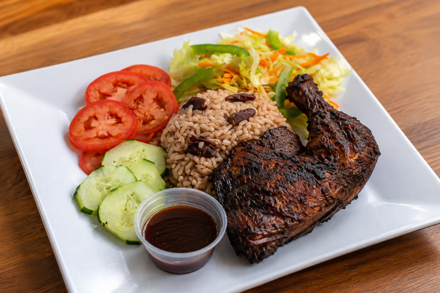 Authentic Jamaican jerk chicken with rice and peas in Clermont, FL